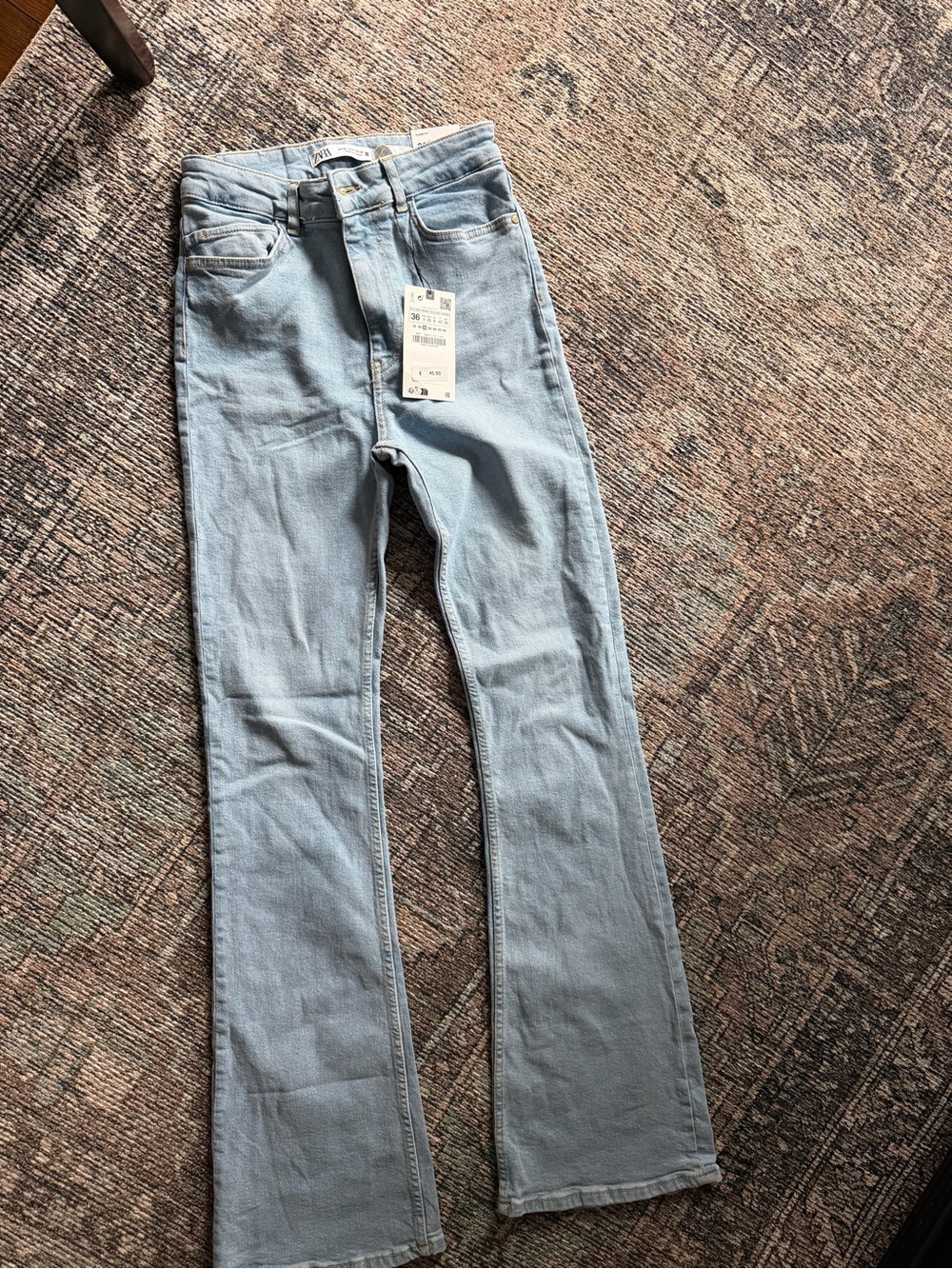 Zara Light Blue Flared High-Rise Jeans
